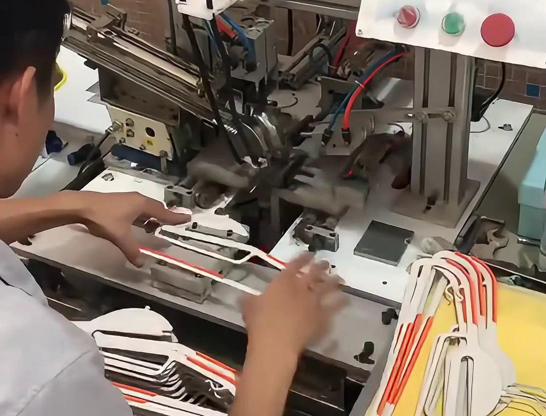 你知道衣架的铁钩是怎么插入到塑料里面的吗，要利用到高频加热机